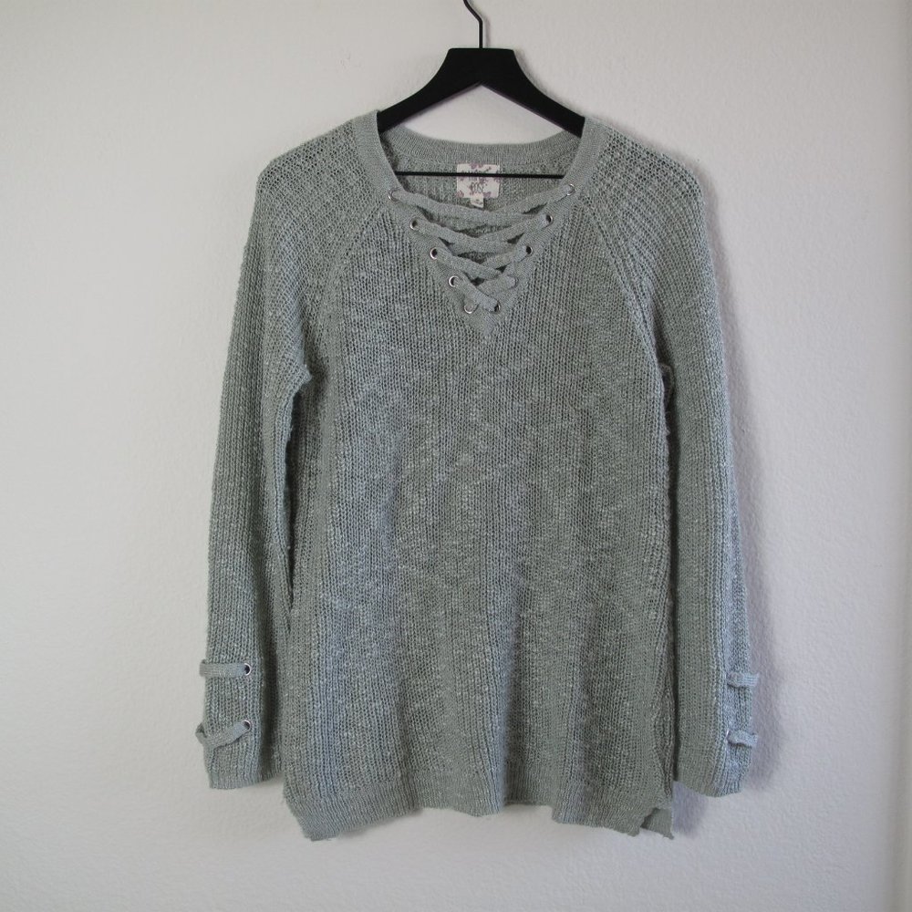 HIPPIE ROSE Lace Up Neck Sweater - Picture 9 of 14